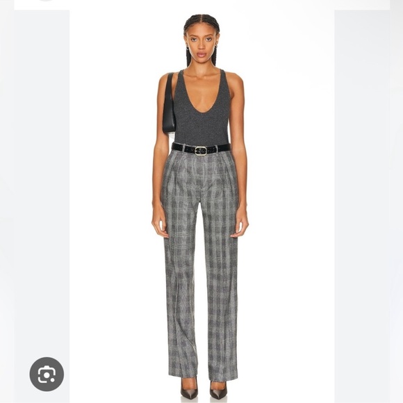 Nili Lotan Pants - Nili Lotan Gray Checkered Women's Trousers (altered)